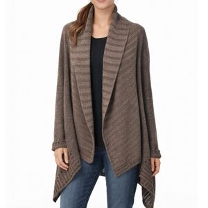 Heartloom Open Front Convertible Jacket Wrap Cardigan in Brown Size Small